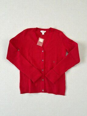 CASUAL CORNER Red Knit Cardigan Sweater Size Medium NEW NWT